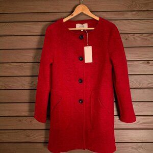 NWOT Autumn Fall Red WOOL Blend MADE IN ITALY Overcoat Jacket Sz M